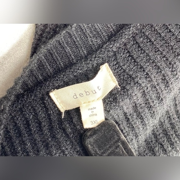 3XL debut Black Long Sleeve Heavyweight Warm Comfy Ribbed Sweater - Picture 4 of 5